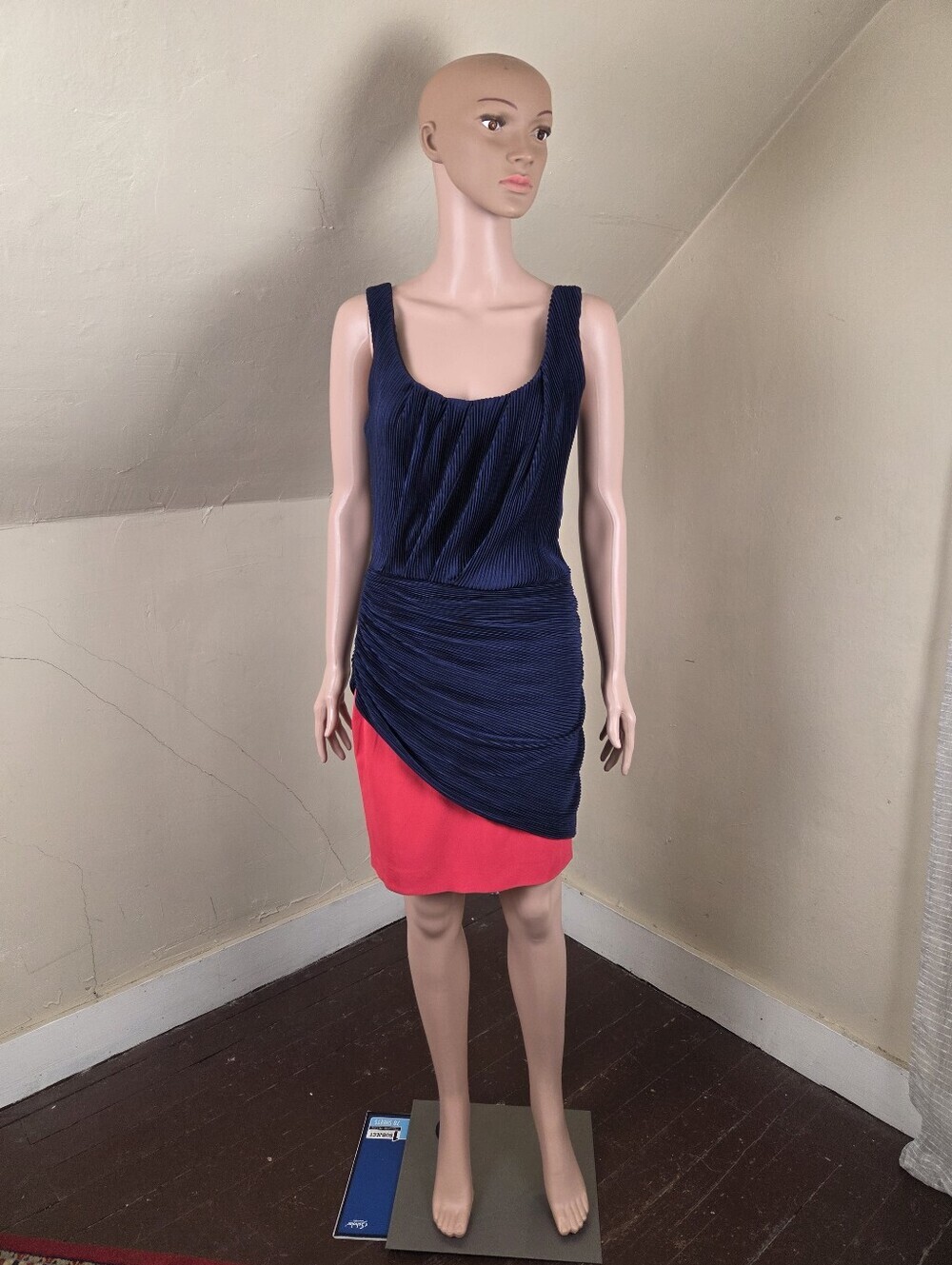 Emporio Armani Pleated Colorblock Cocktail Dress IT 42 US 8 NWT Made In Italy